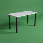 białe biurko na zielonym tle