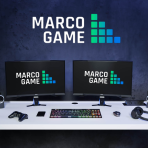 biały blat, czarne nogi, stanowisko gamingowe