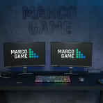 biurko czarne loft, granatowa ściana