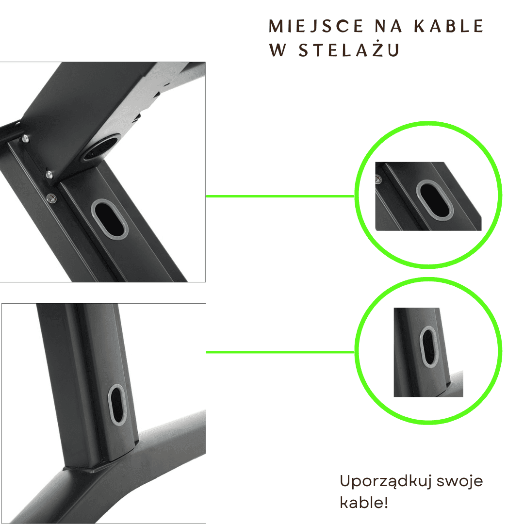 otwory na kable w stelażu 