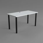 biurko białe z przepustem na kable