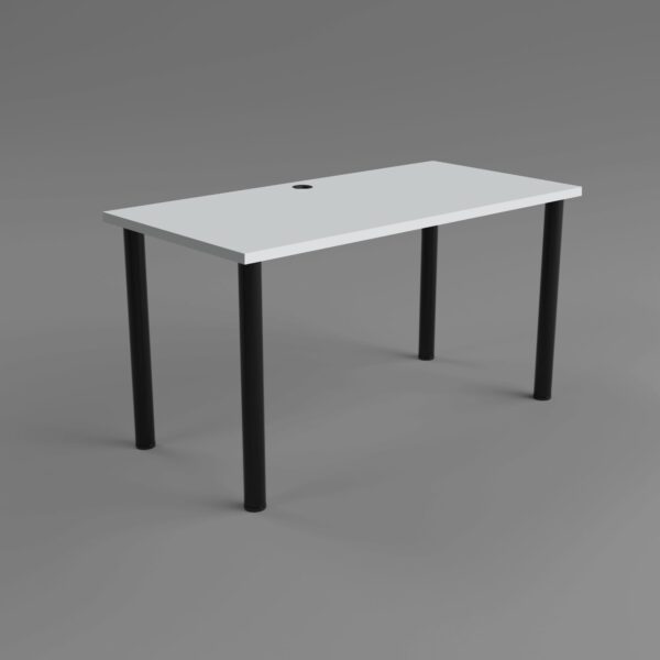 biurko białe z przepustem na kable