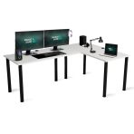 Biurko Narożne Czarne MARCO GAME ELKA białe tło