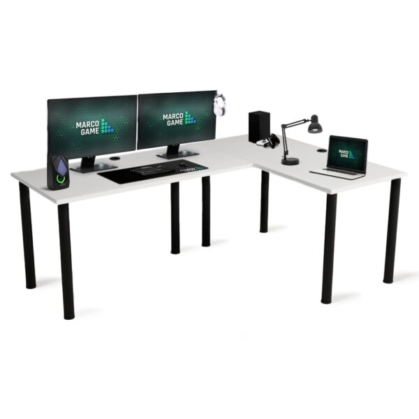 Biurko Narożne Czarne MARCO GAME ELKA Biurko Narożne Czarne MARCO GAME ELKA białe tło