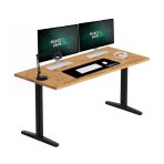 biurko 200x80cm na stelazu z miejscem na kable z dwoma monitorami