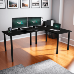 Biurko Narożne Czarne MARCO OFFICE ELKA w pokoju