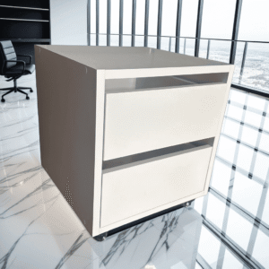 Kontenerek pod biurko MARCO GAME 2.0 biały pod katem na marmurze