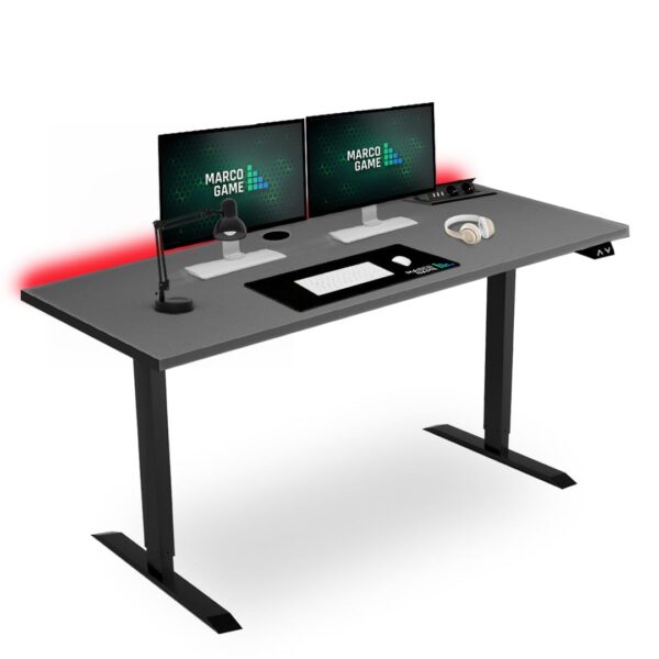 biurko elektryczne MARCO GAME FULL COMFORT z ledem multiportem 2.jpg biurko elektryczne MARCO GAME FULL COMFORT z ledem multiportem przepustem antracyt
