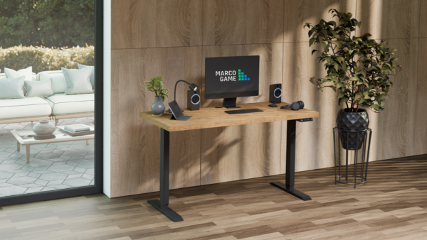 Aranzacja_02_lancelot_regulowane_proste_LOGO_02.png biurko elektryczne z blatem 36mm aranżacja w pomieszczeniu
