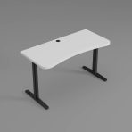 biurko ergonomiczne do biura blat dab białe z przepustem