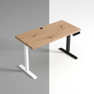 biurko dab artisan czarny i biały stelaż