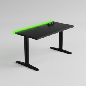 Biurko Gamingowe MARCO SKILL czarny stelaż led czarny blat 36mm mulitport przepust