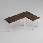 biurko narozne białe nogi przepusty szare tło