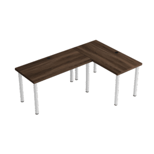 biurko narożne orzech biale nogi bez tła