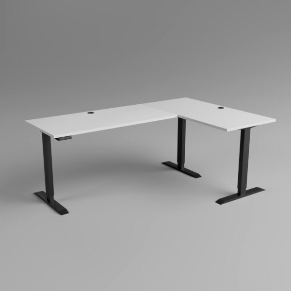 Biurko Narożne Elektryczne MARCO GAME PRO szare tło Biurko Narożne Elektryczne MARCO GAME PRO szare tło