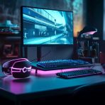 biurko z rozowym led