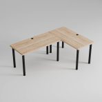 biurko dab Sonoma nogi czarne przepusty szare tło