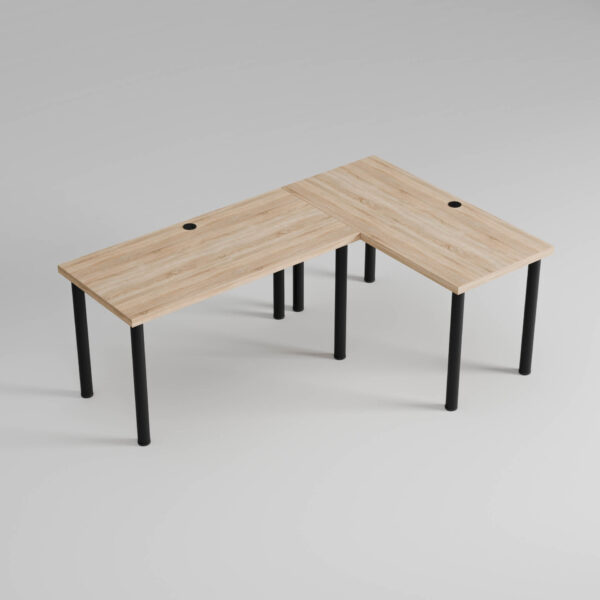 sonoma_czarne_01.jpg biurko dab Sonoma nogi czarne przepusty szare tło