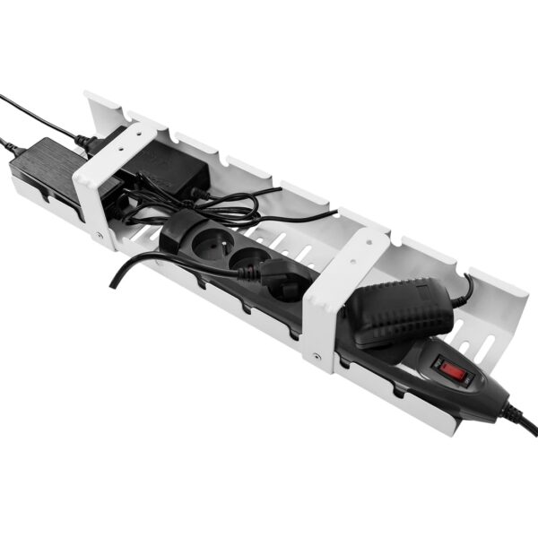 uchwyt-kablowy-spacetronik-s_214677.jpg maskownica/ organizer na kable biała z miejscem na listwę