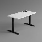 biurko marco skill z ledem i multiportem czarne nogi biały blat