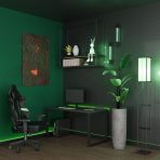 Biurko Gamingowe MARCO GAME FUTURE w pokoju z fotelem gamingowym