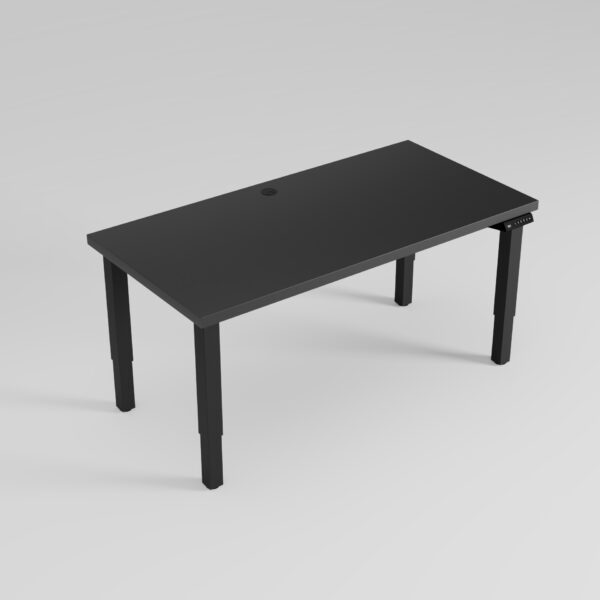 czarne_160x80_regulowane_czarne_kwadrat_01 biurko elektryczne na 4 nogach