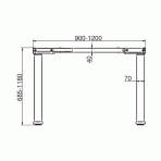 wymiary Dwusilnikowy elektryczny stelaż biurka Futuro COMPAC od przodu