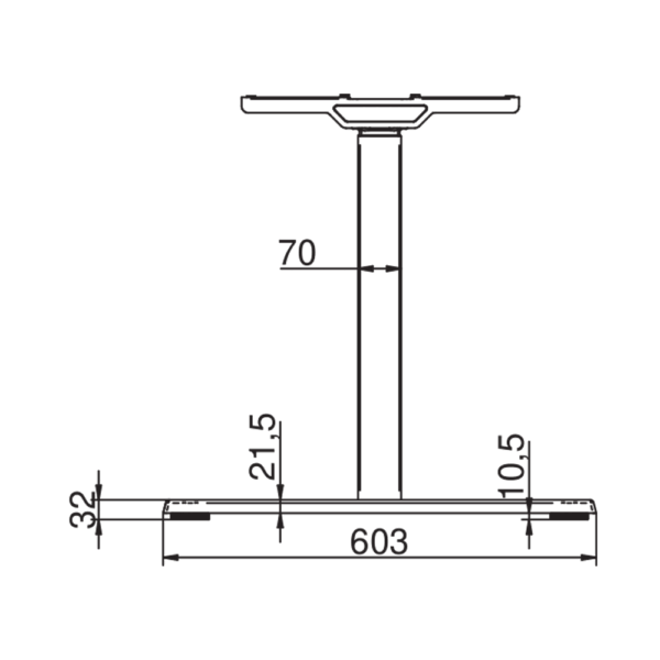 rysunek-tech-z-boku_1 wymiary Dwusilnikowy elektryczny stelaż biurka Futuro COMPAC