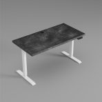 biurko beton ciemny białe nogi szare tło