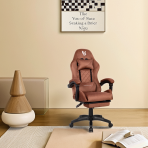 fotel brązowy alcantara tło capuccino